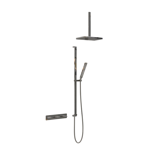 Dual-handle concealed shower set with sliding bar