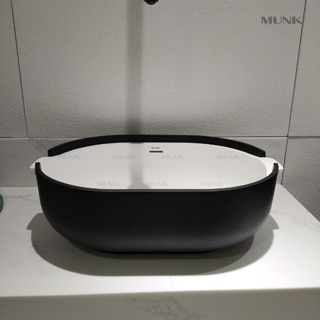 540mm Matte Black And White Solid Surface Abovecounter Basin