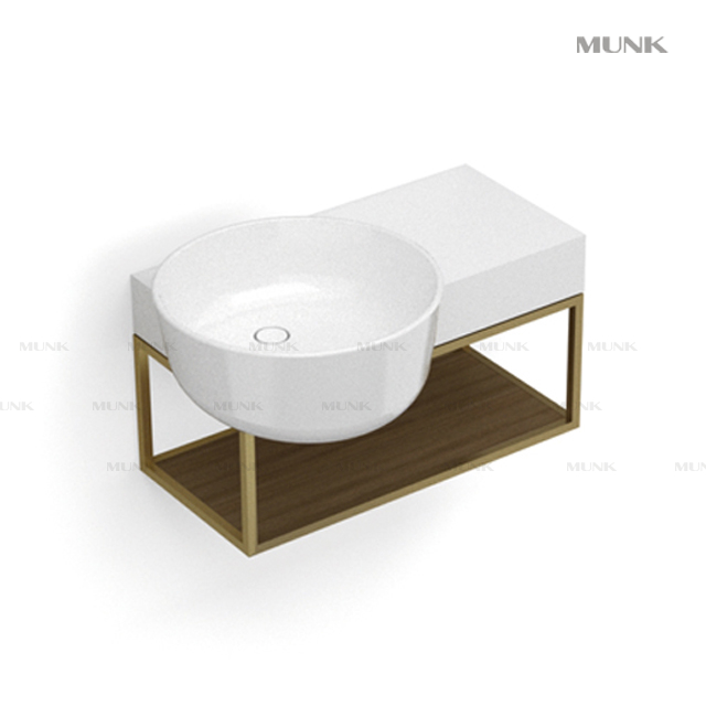 800mm Wall-mount Round Basin with Shelf