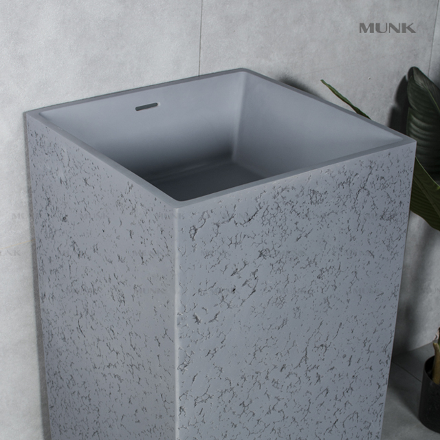 PMMA Concrete Grey Modern Pedestal Sink