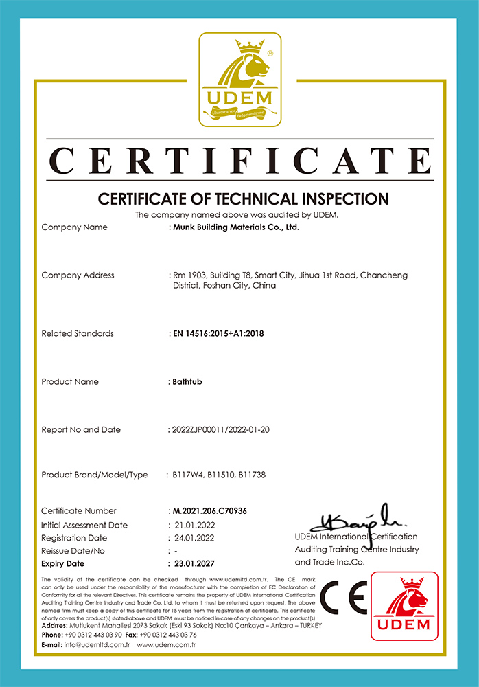 CE certificate-bathtub