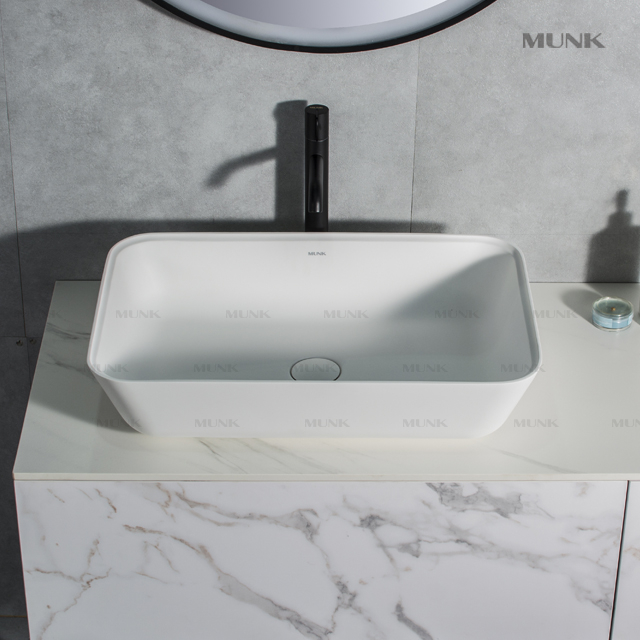 600mm Rounded Rectangle Solid Surface Abovecounter Basin