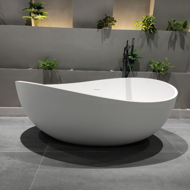 High End Round Solid Surface Freestanding Bathtub
