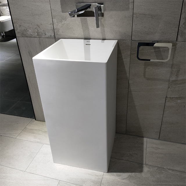 PMMA Concrete Grey Modern Pedestal Sink