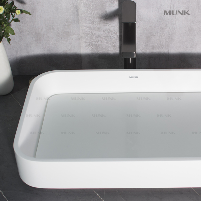 600mm Solid Surface Abovecounter Basin with Cover Plate