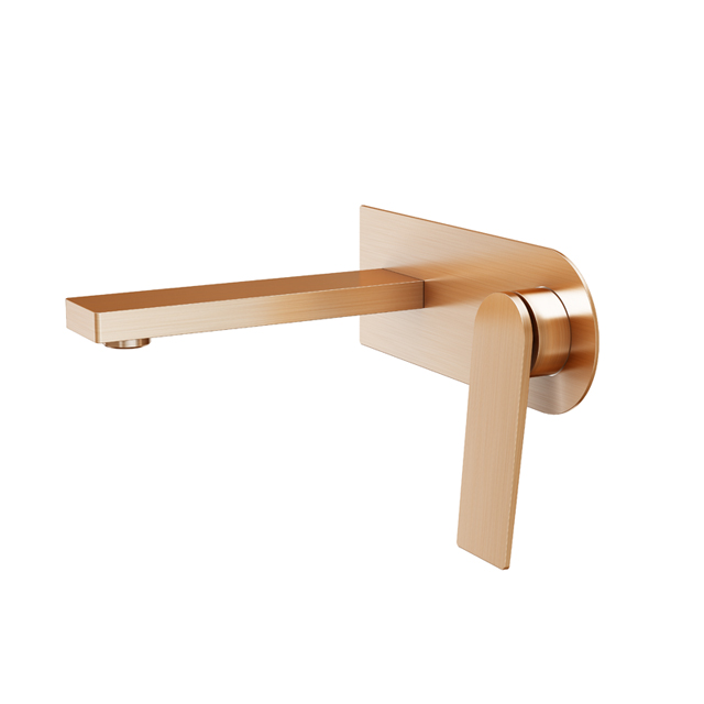 Stylish Wall-mount Basin Mixer in Brushed Rose Golden